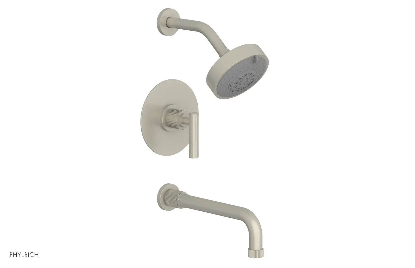 Phylrich Dustrie Grooved 10" Spout Pressure Balance Tub and Shower Set with Lever Handle by Phylrich