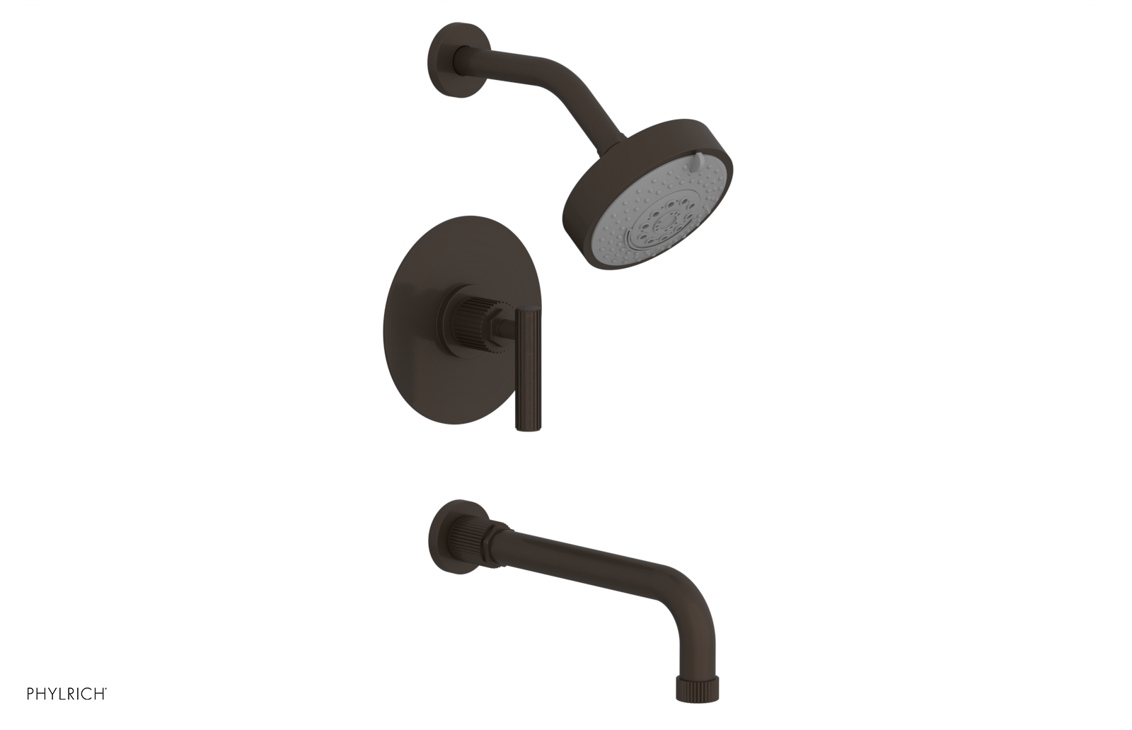 Phylrich Dustrie Grooved 10" Spout Pressure Balance Tub and Shower Set with Lever Handle