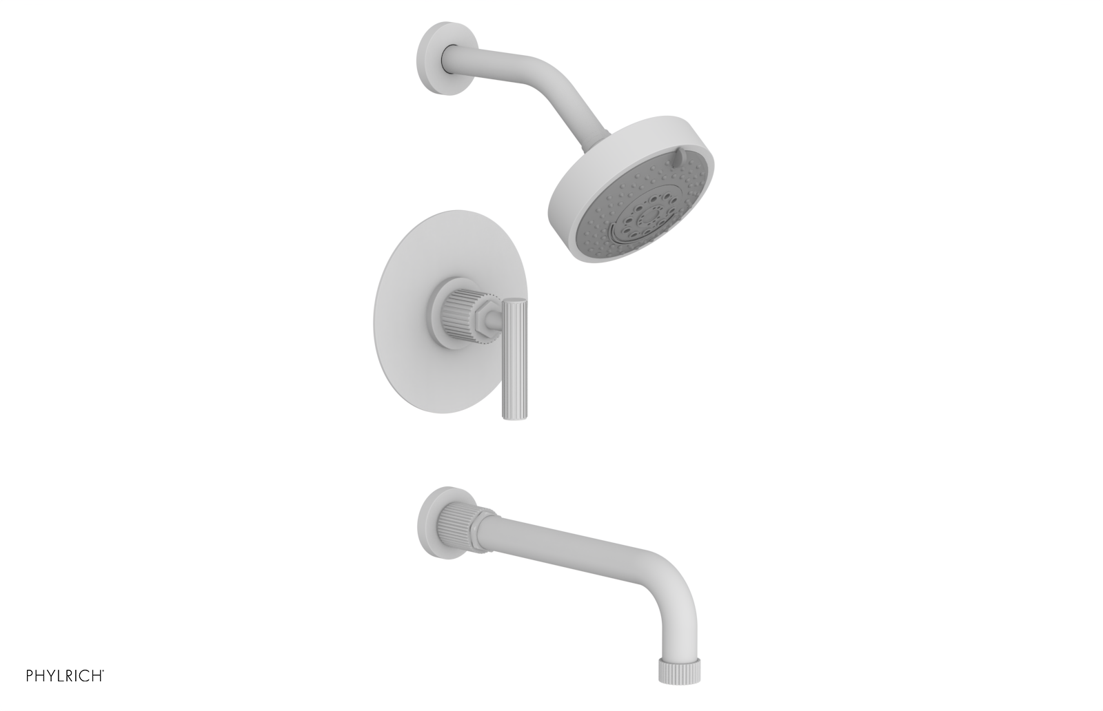Phylrich Dustrie Grooved 10" Spout Pressure Balance Tub and Shower Set with Lever Handle