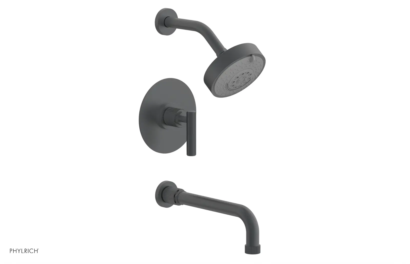 Phylrich Dustrie Grooved 10" Spout Pressure Balance Tub and Shower Set with Lever Handle by Phylrich