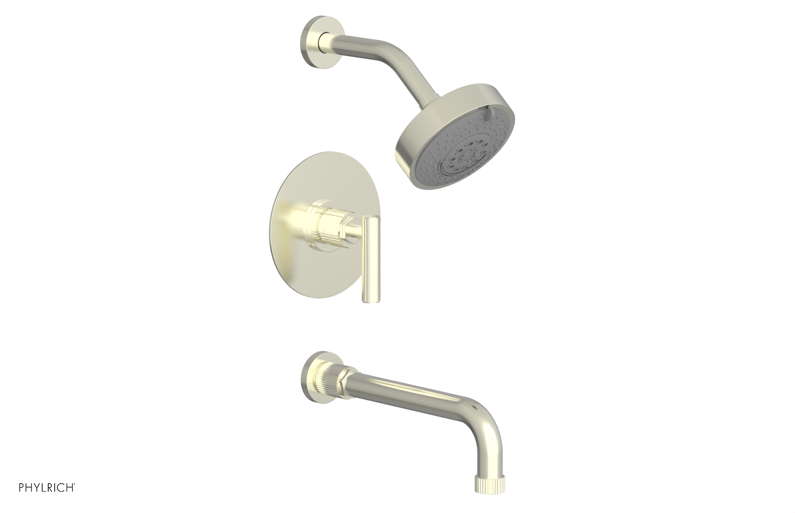 Phylrich Dustrie Grooved 10" Spout Pressure Balance Tub and Shower Set with Lever Handle