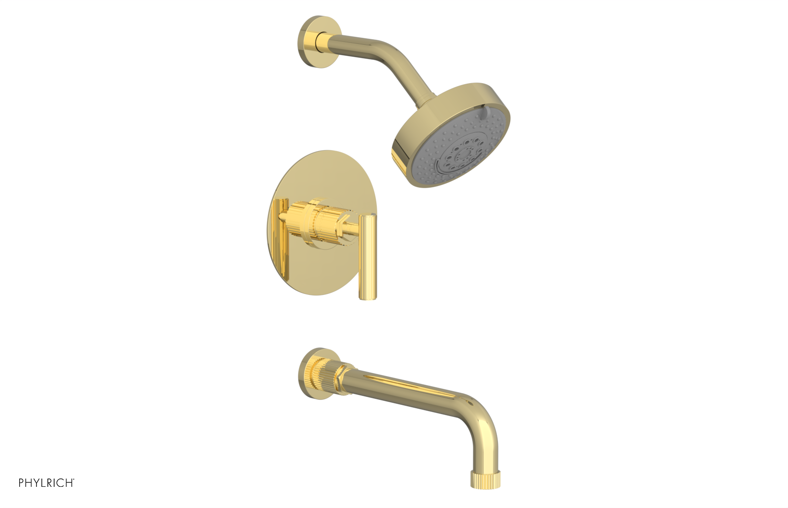 Phylrich Dustrie Grooved 10" Spout Pressure Balance Tub and Shower Set with Lever Handle