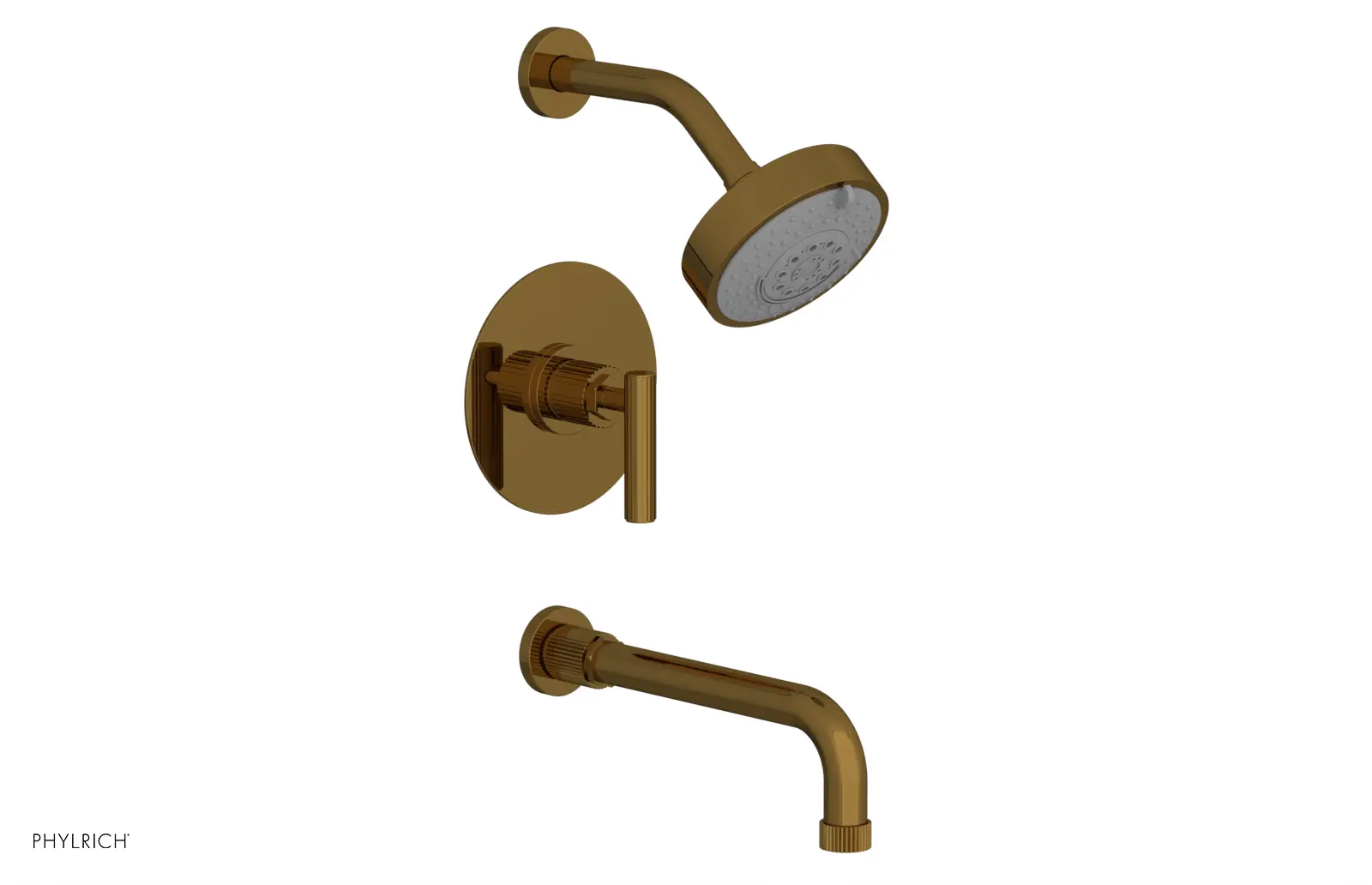 Phylrich Dustrie Grooved 10" Spout Pressure Balance Tub and Shower Set with Lever Handle by Phylrich