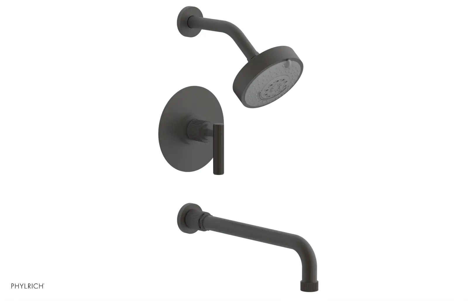 Phylrich Dustrie Grooved 12" Spout Pressure Balance Tub and Shower Set with Lever Handle by Phylrich