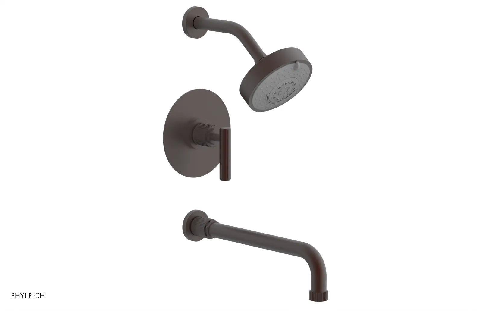 Phylrich Dustrie Grooved 12" Spout Pressure Balance Tub and Shower Set with Lever Handle by Phylrich
