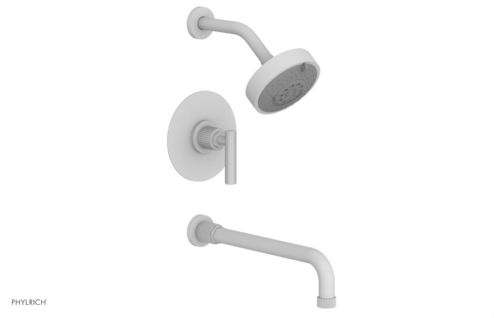 Phylrich Dustrie Grooved 12" Spout Pressure Balance Tub and Shower Set with Lever Handle