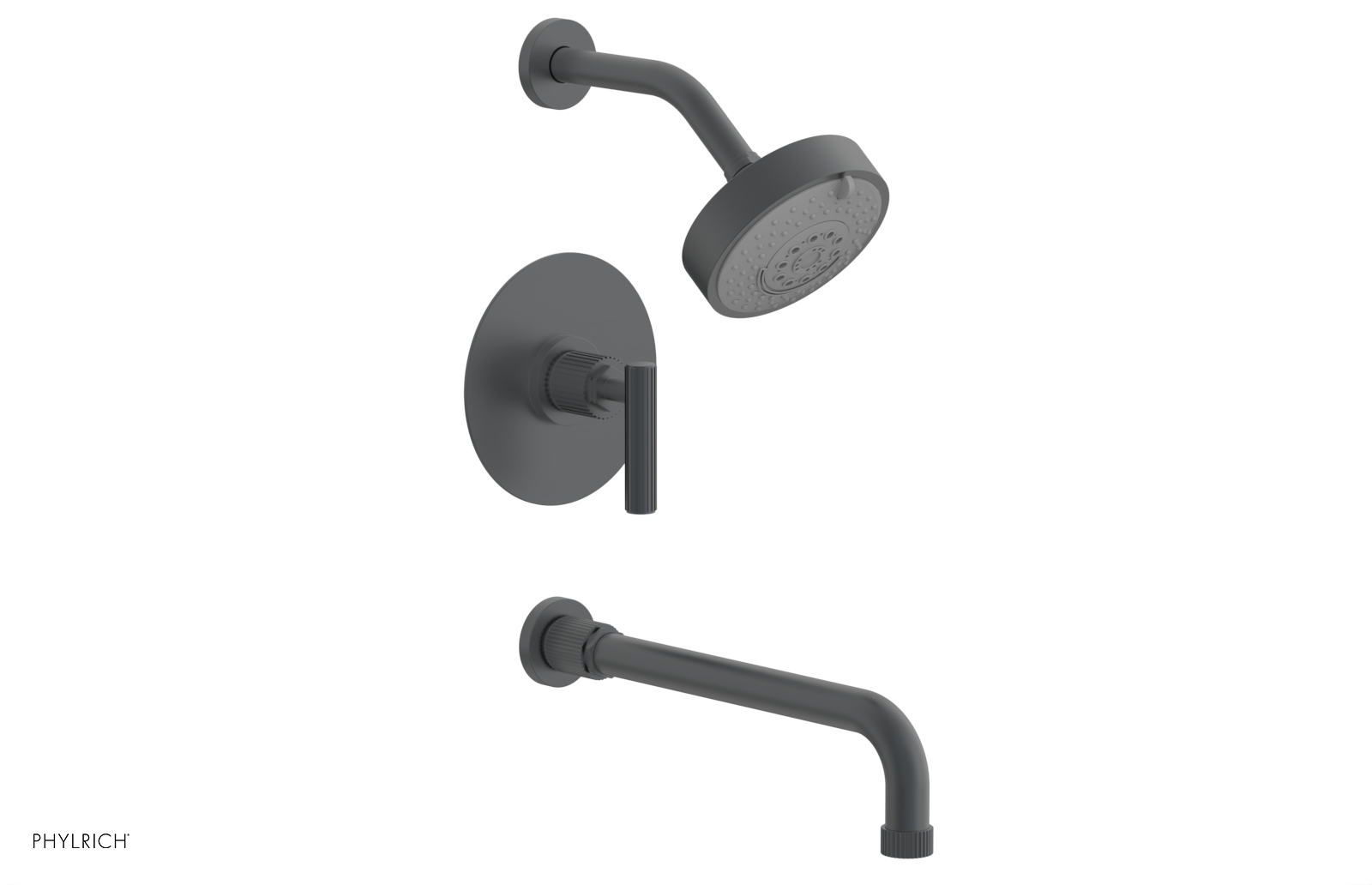 Phylrich Dustrie Grooved 12" Spout Pressure Balance Tub and Shower Set with Lever Handle by Phylrich