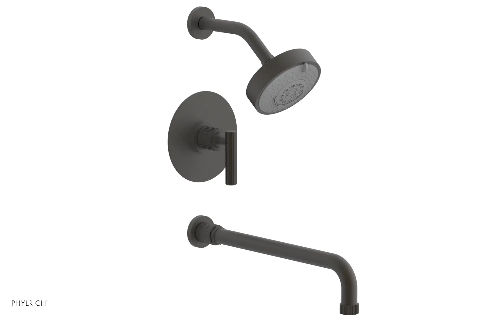 Phylrich Dustrie Grooved 14" Spout Pressure Balance Tub and Shower Set with Lever Handle by Phylrich
