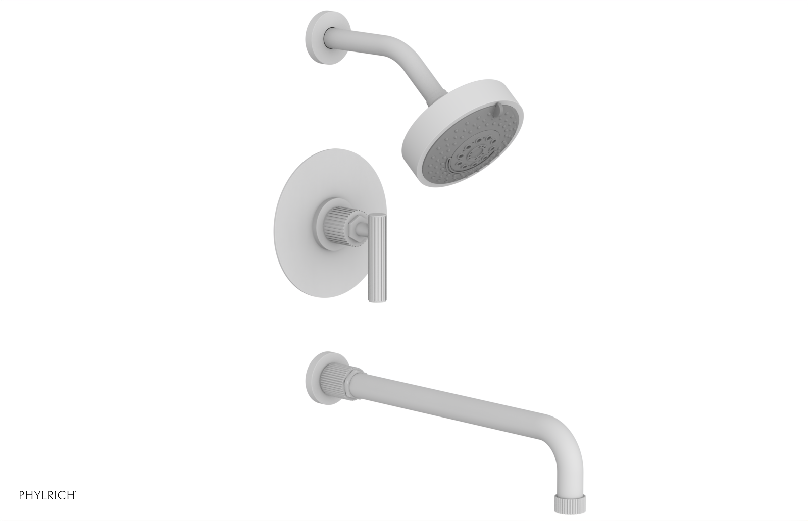 Phylrich Dustrie Grooved 14" Spout Pressure Balance Tub and Shower Set with Lever Handle