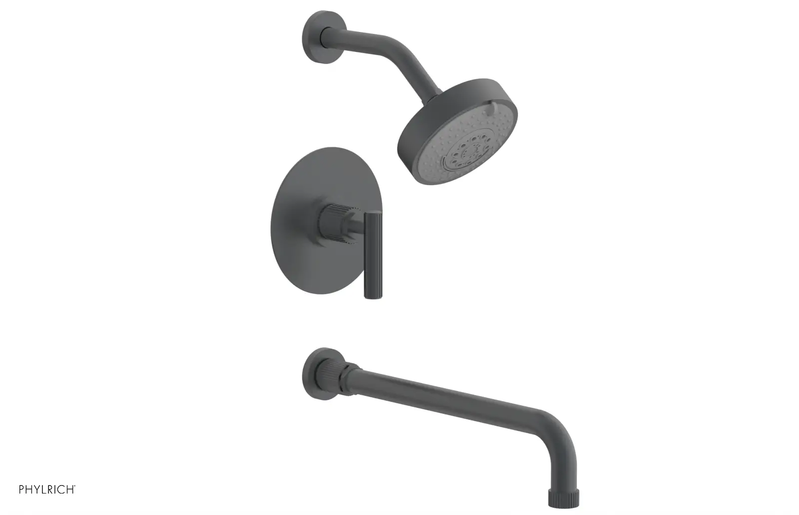 Phylrich Dustrie Grooved 14" Spout Pressure Balance Tub and Shower Set with Lever Handle by Phylrich