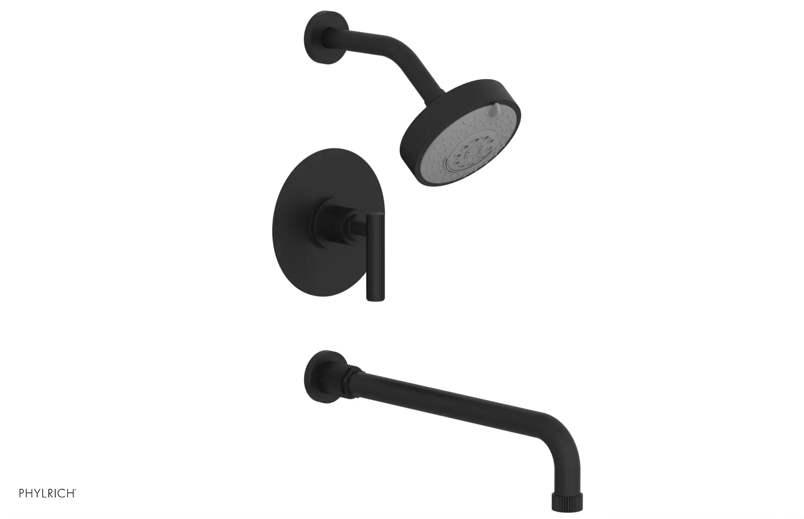Phylrich Dustrie Grooved 14" Spout Pressure Balance Tub and Shower Set with Lever Handle by Phylrich