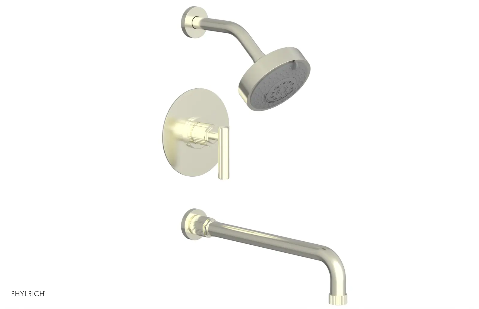 Phylrich Dustrie Grooved 14" Spout Pressure Balance Tub and Shower Set with Lever Handle by Phylrich