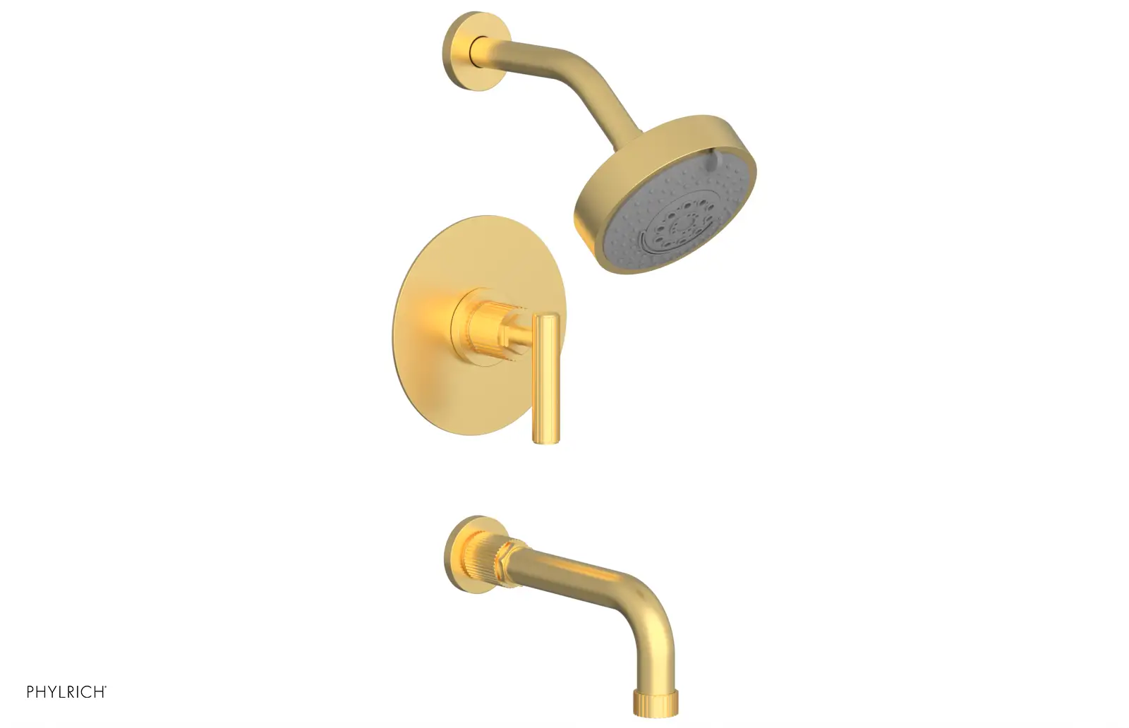 Phylrich Dustrie Grooved 7 5/8" Spout Pressure Balance Tub and Shower Set with Lever Handle by Phylrich