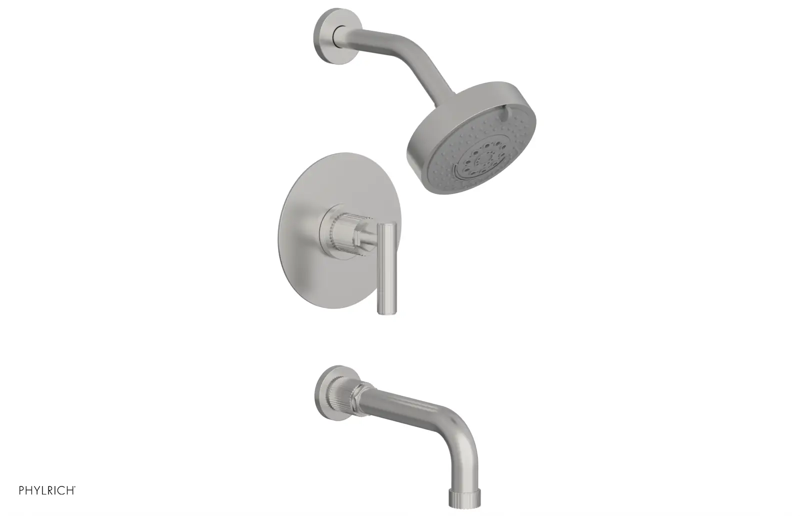 Phylrich Dustrie Grooved 7 5/8" Spout Pressure Balance Tub and Shower Set with Lever Handle by Phylrich