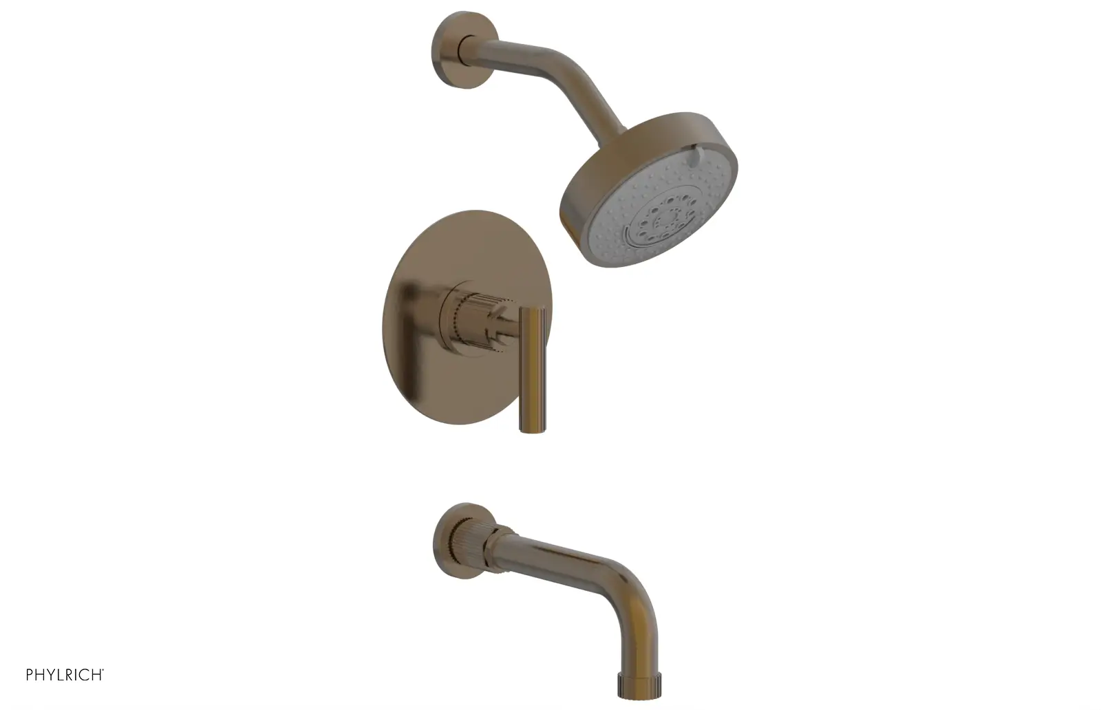 Phylrich Dustrie Grooved 7 5/8" Spout Pressure Balance Tub and Shower Set with Lever Handle by Phylrich