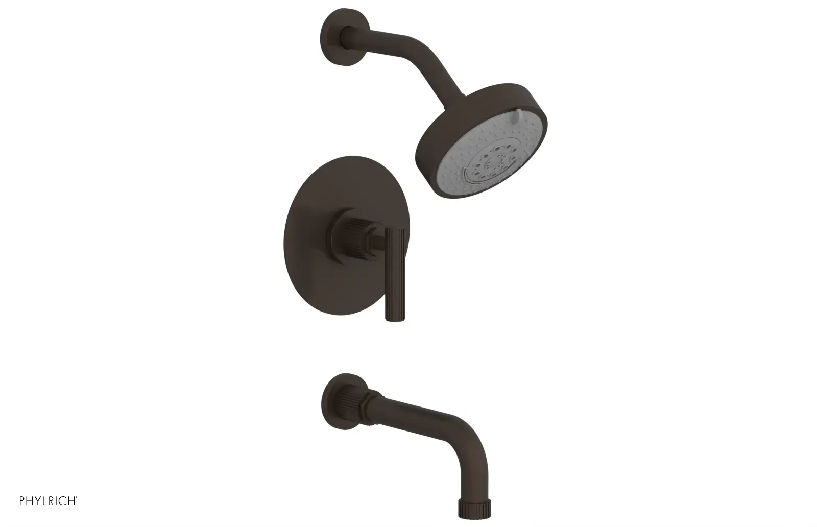 Phylrich Dustrie Grooved 7 5/8" Spout Pressure Balance Tub and Shower Set with Lever Handle by Phylrich