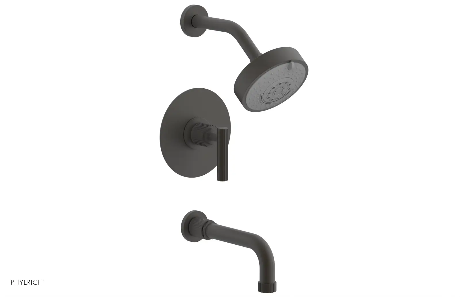 Phylrich Dustrie Grooved 7 5/8" Spout Pressure Balance Tub and Shower Set with Lever Handle by Phylrich