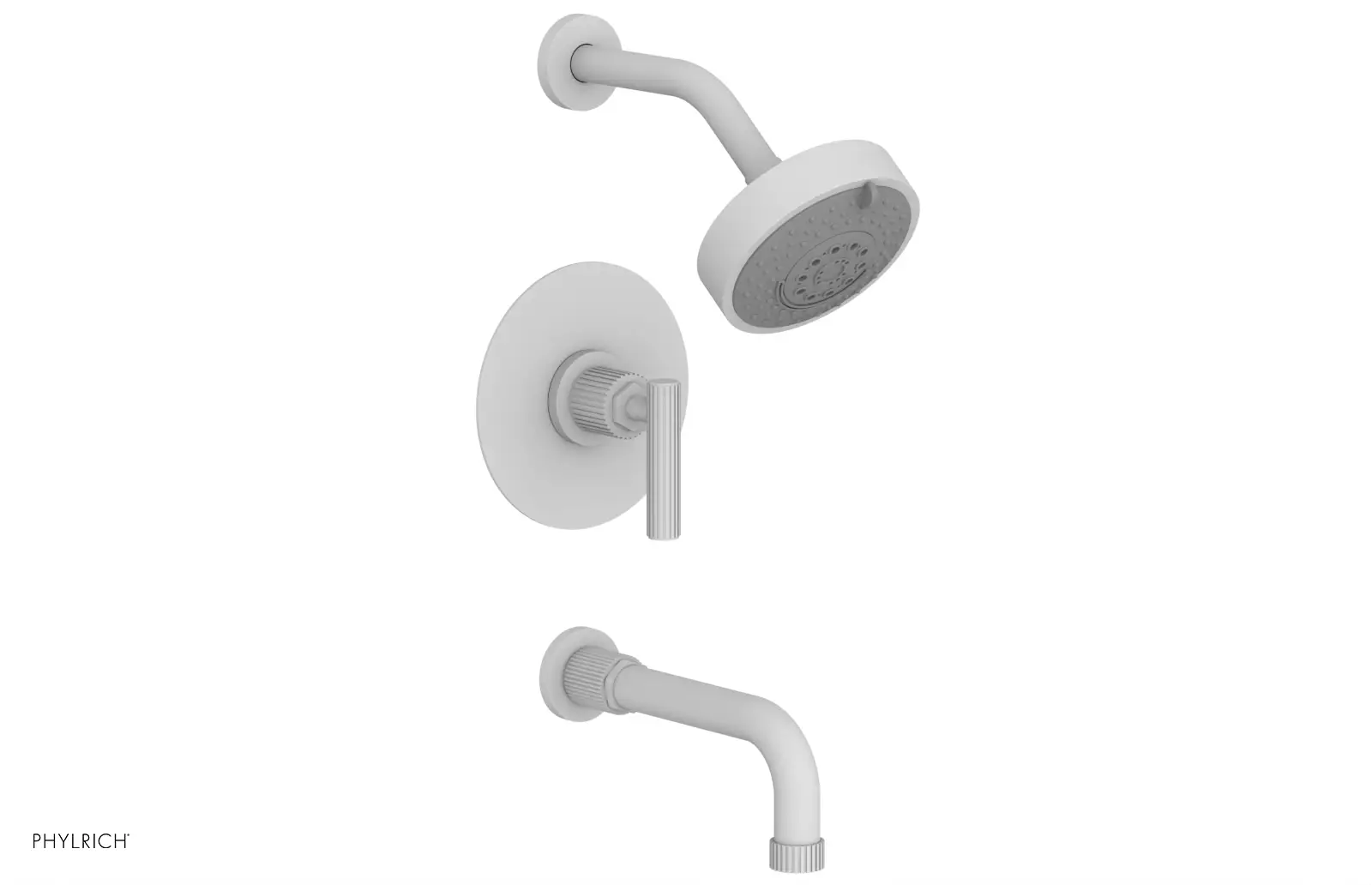 Phylrich Dustrie Grooved 7 5/8" Spout Pressure Balance Tub and Shower Set with Lever Handle by Phylrich