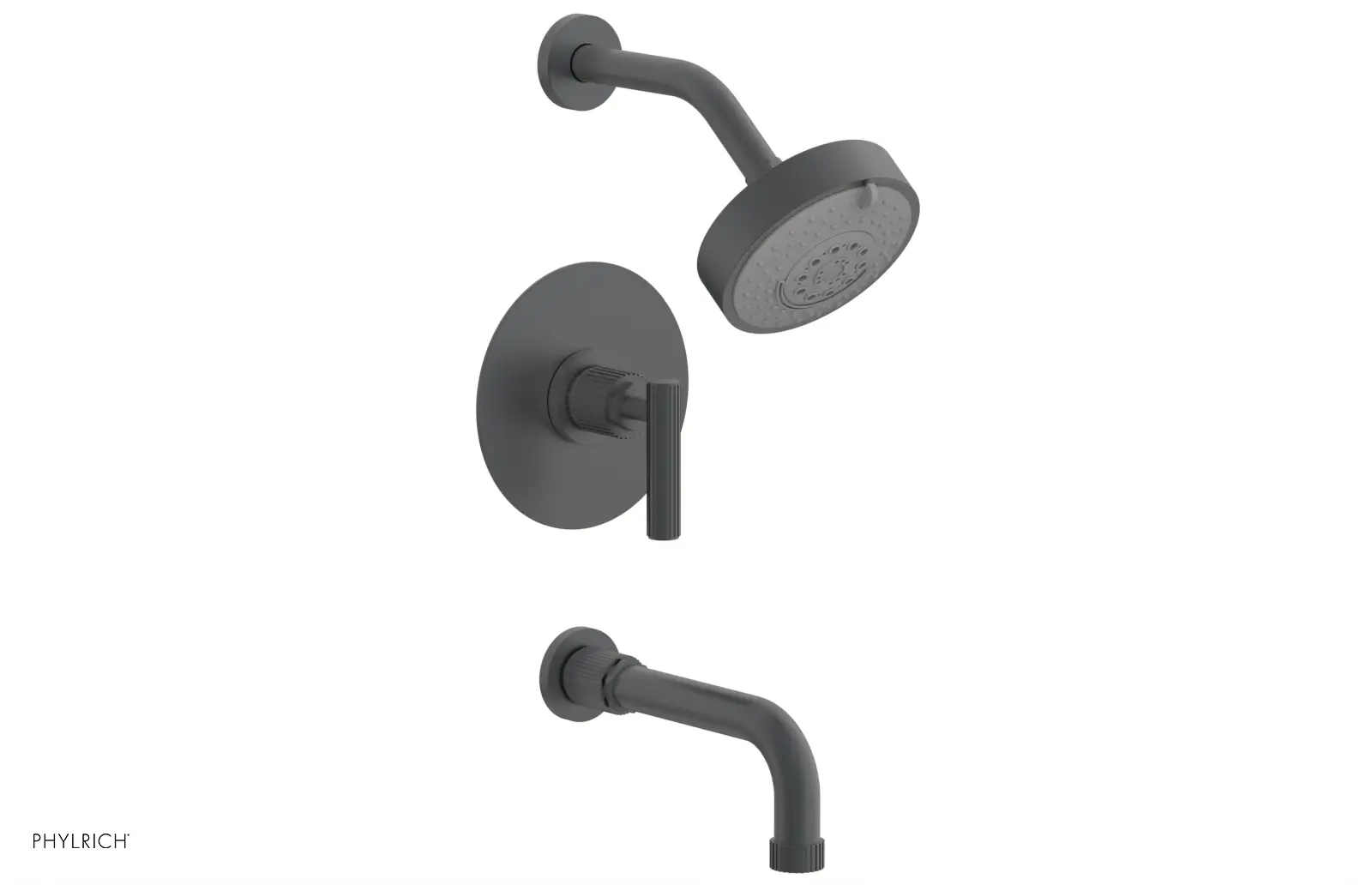 Phylrich Dustrie Grooved 7 5/8" Spout Pressure Balance Tub and Shower Set with Lever Handle by Phylrich