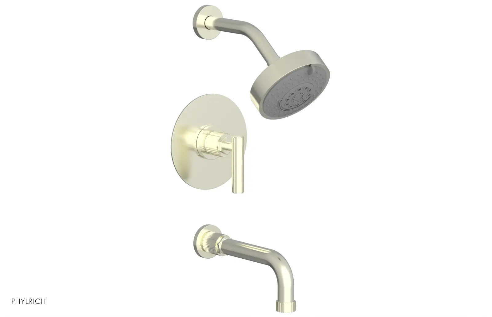 Phylrich Dustrie Grooved 7 5/8" Spout Pressure Balance Tub and Shower Set with Lever Handle by Phylrich