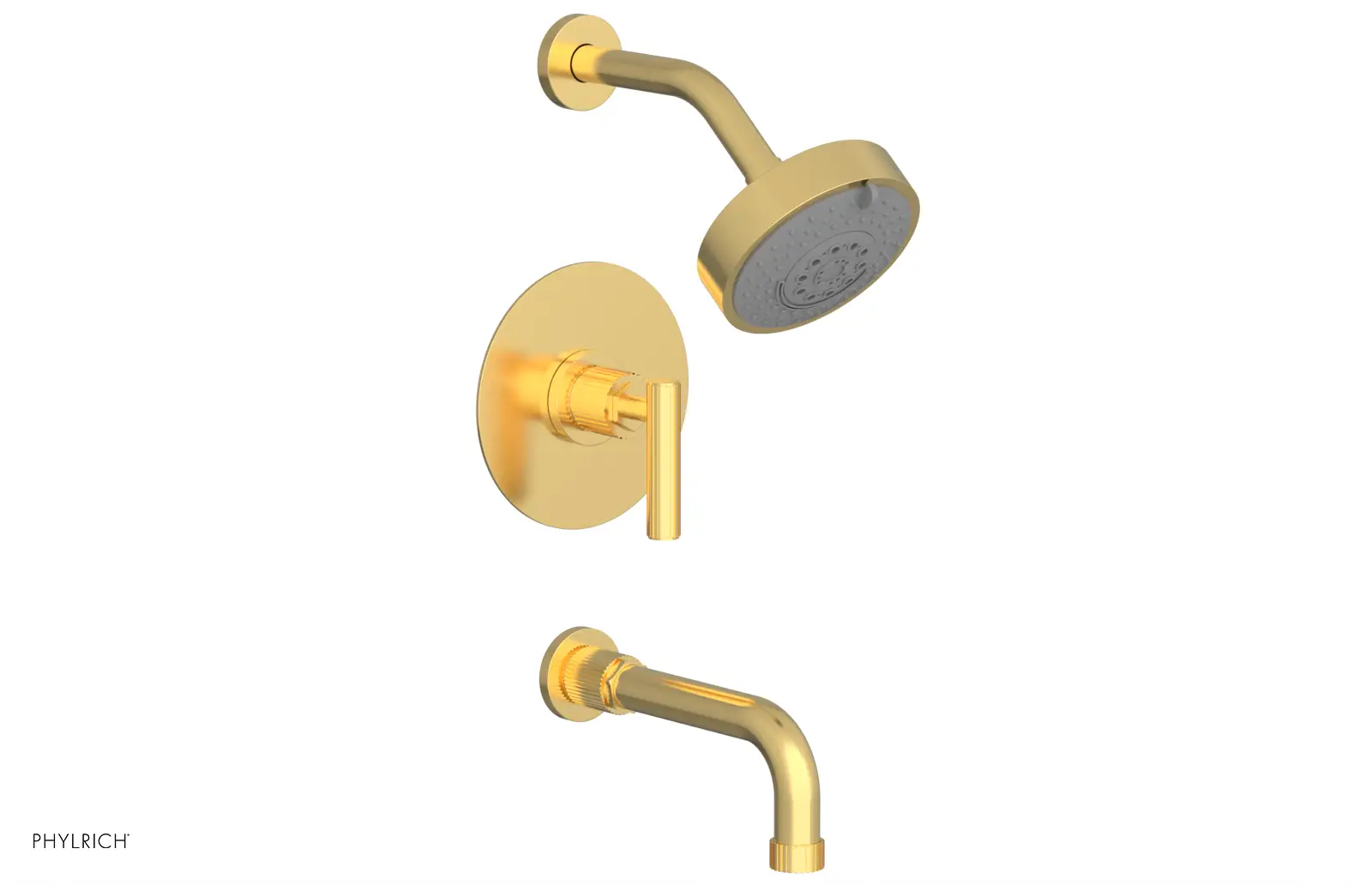 Phylrich Dustrie Grooved 7 5/8" Spout Pressure Balance Tub and Shower Set with Lever Handle by Phylrich