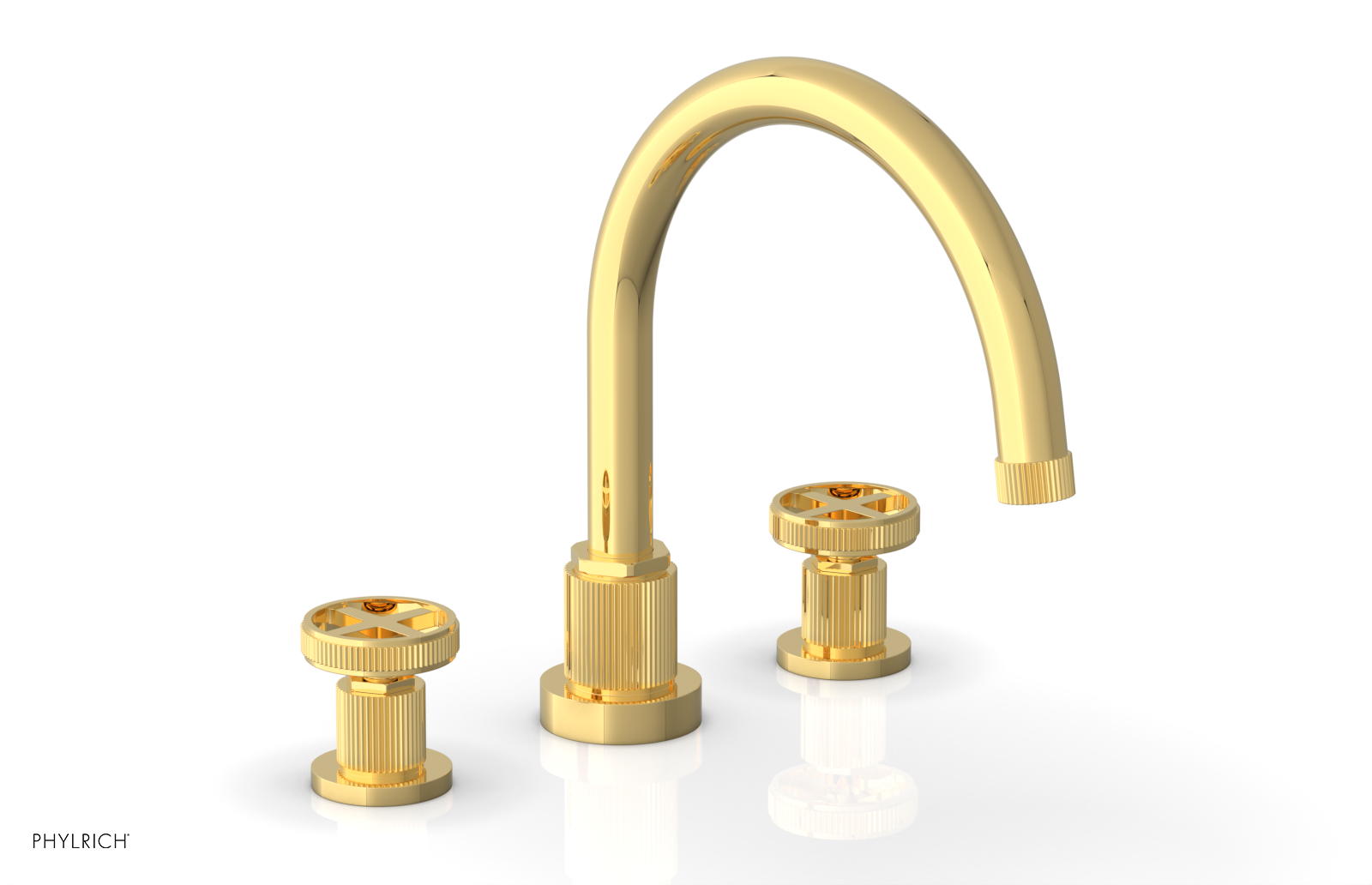 Phylrich Dustrie Grooved Deck Tub Set with Cross Handle by Phylrich