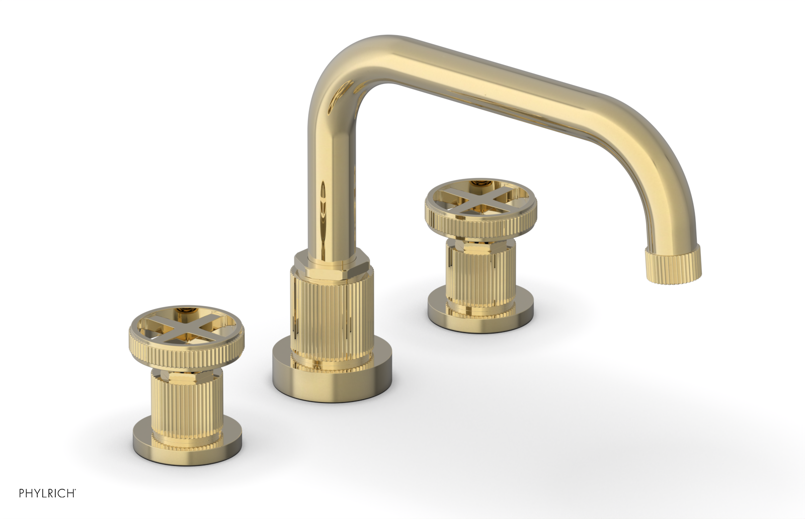 Phylrich Dustrie Grooved Deck Tub Set with Cross Handle