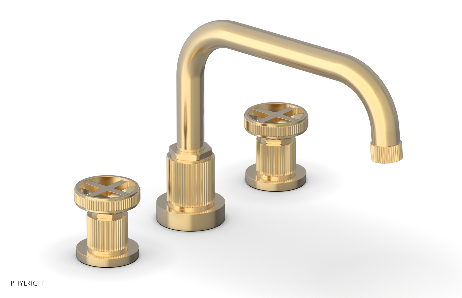 Phylrich Dustrie Grooved Deck Tub Set with Cross Handle