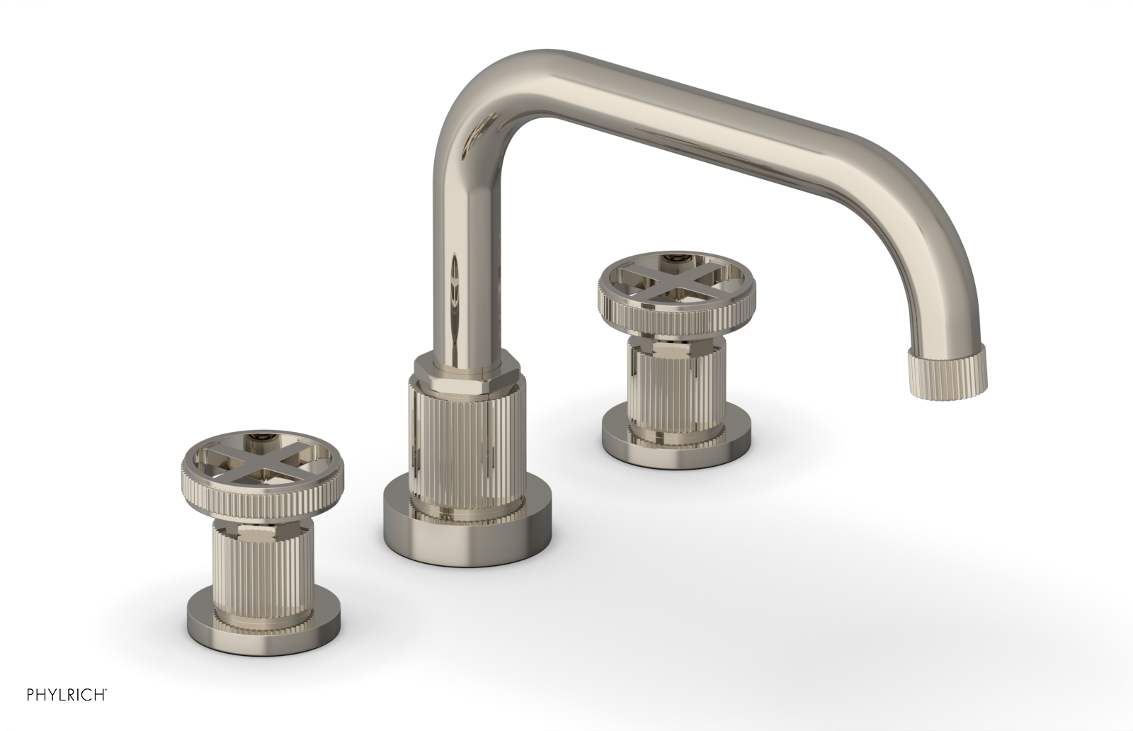 Phylrich Dustrie Grooved Deck Tub Set with Cross Handle