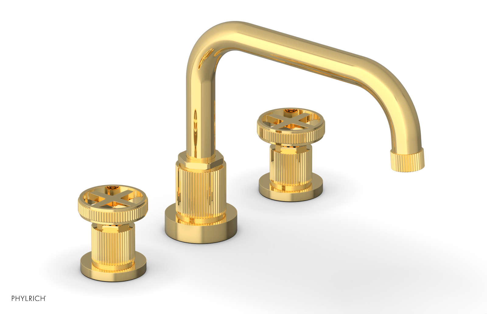 Phylrich Dustrie Grooved Deck Tub Set with Cross Handle