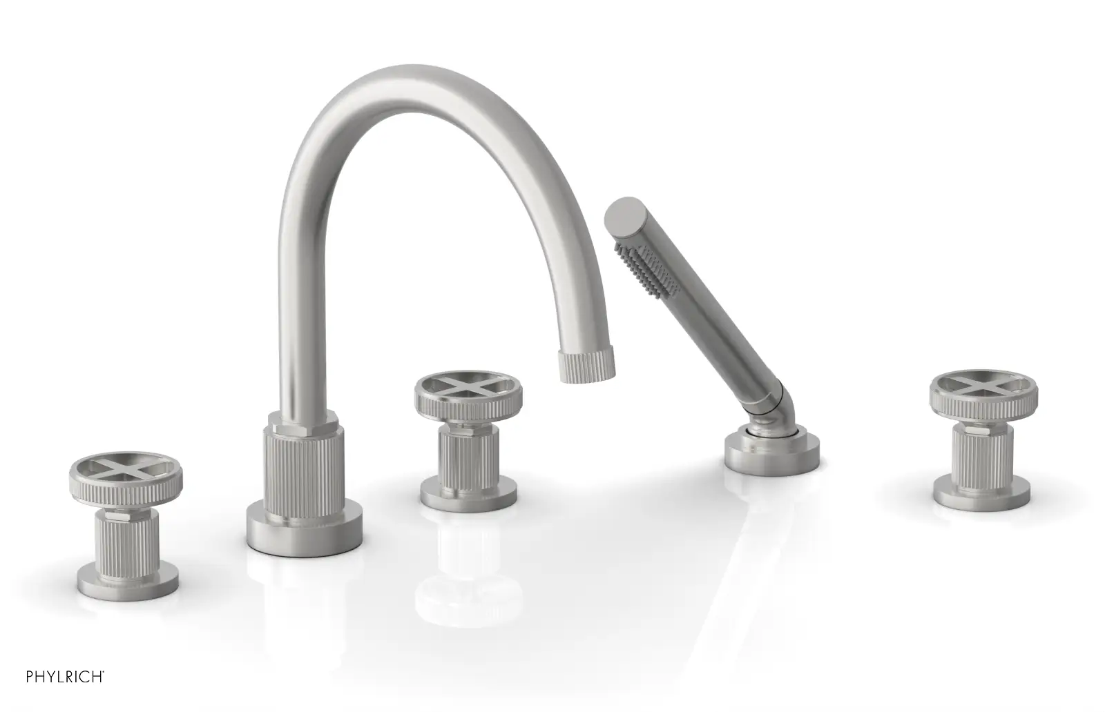 Phylrich Dustrie Grooved Deck Tub Set with Hand Shower and Cross Handle by Phylrich