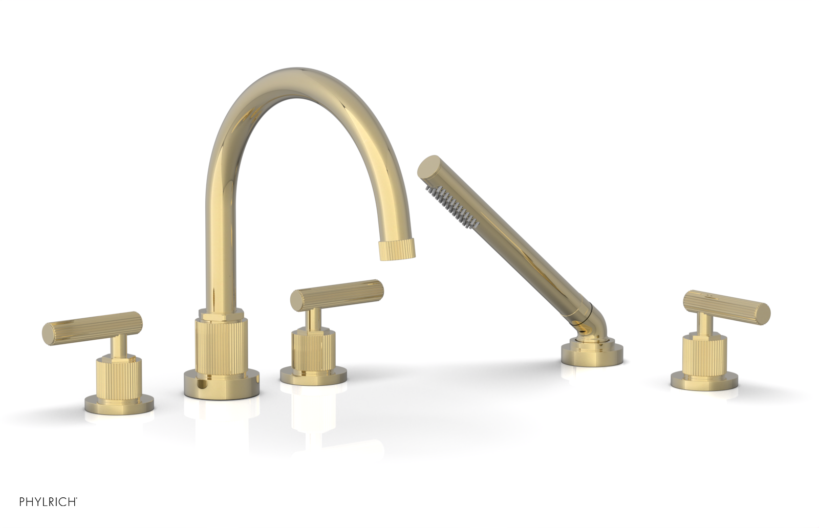 Phylrich Dustrie Grooved Deck Tub Set with Hand Shower and Lever Handle