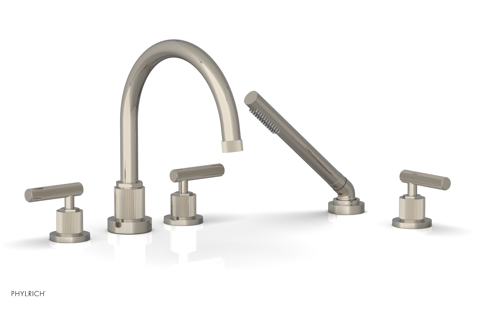 Phylrich Dustrie Grooved Deck Tub Set with Hand Shower and Lever Handle