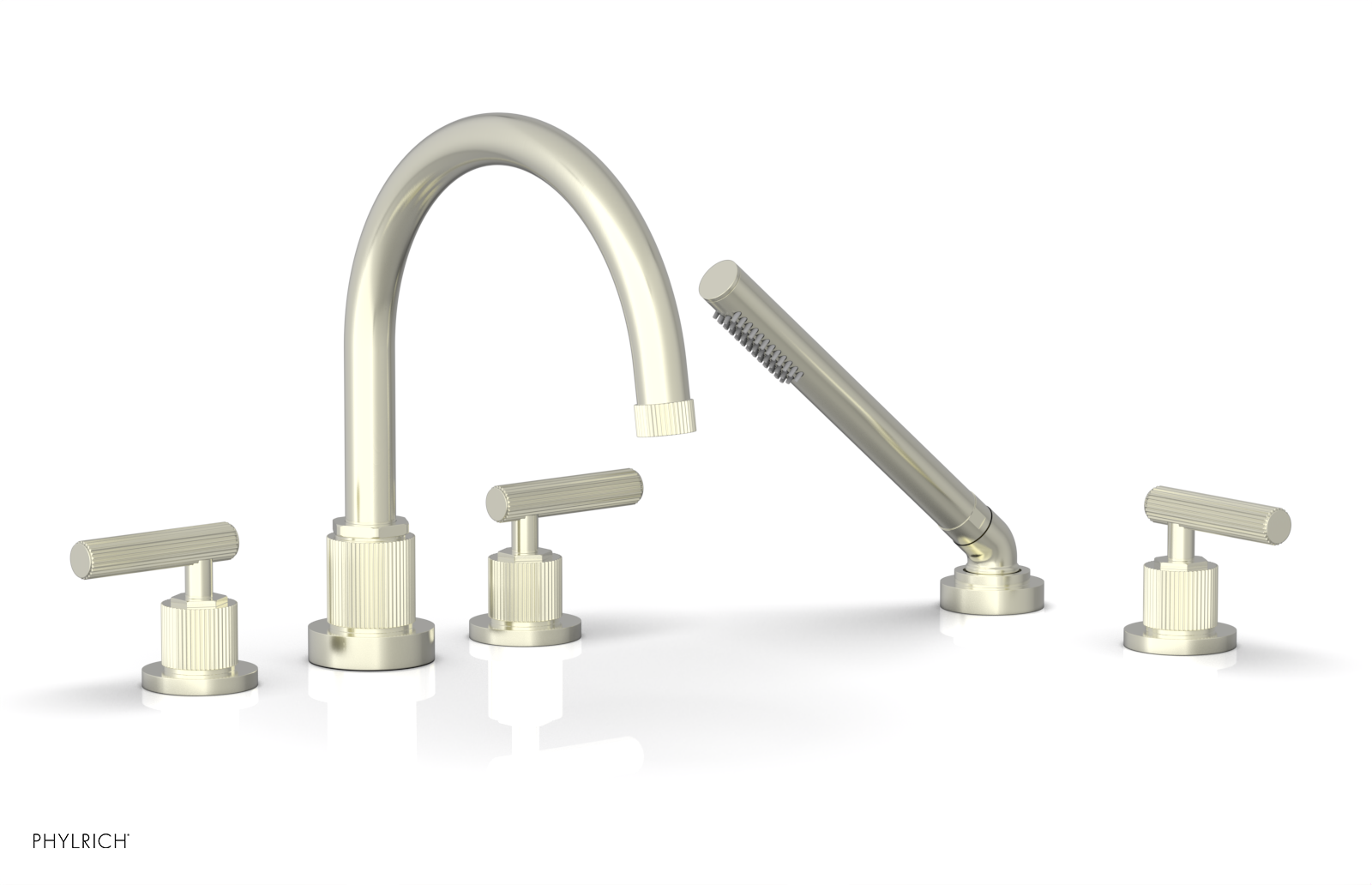 Phylrich Dustrie Grooved Deck Tub Set with Hand Shower and Lever Handle