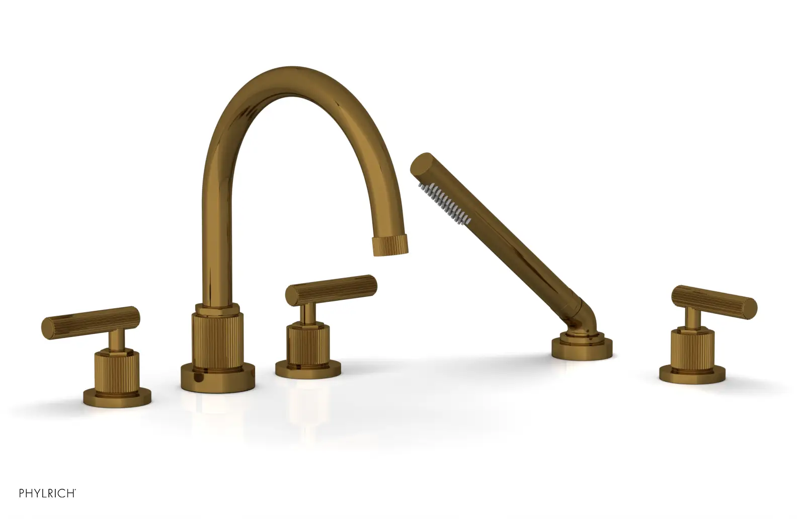 Phylrich Dustrie Grooved Deck Tub Set with Hand Shower and Lever Handle by Phylrich