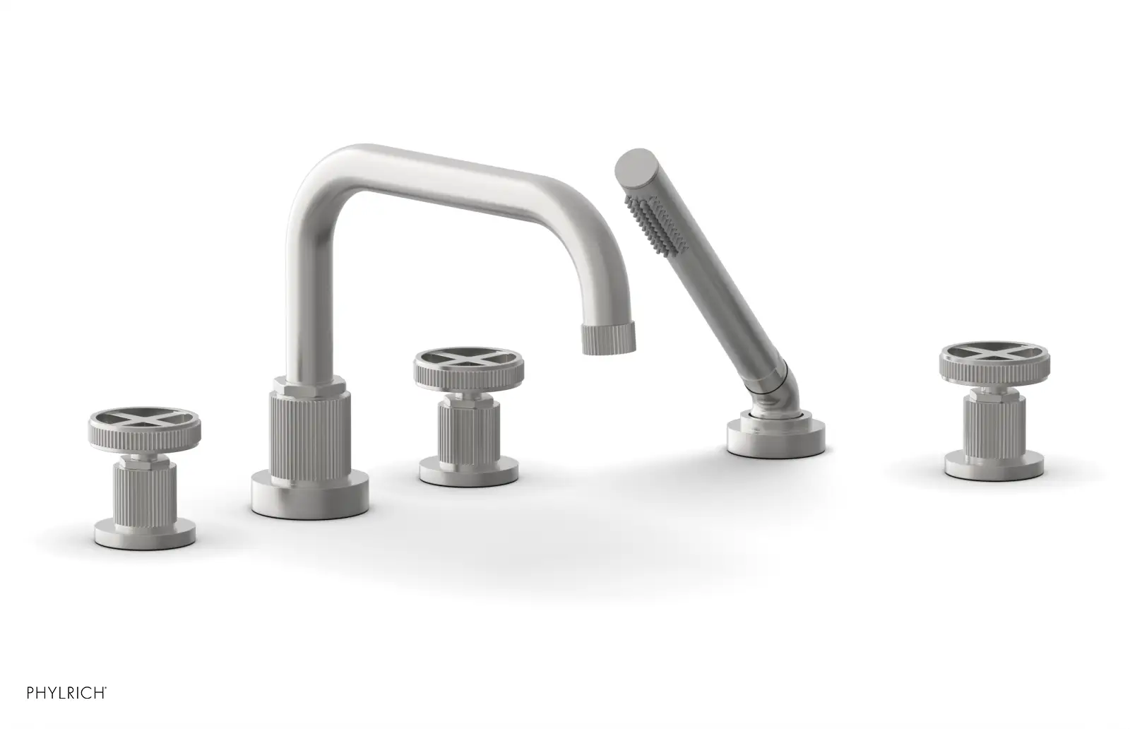 Phylrich Dustrie Grooved Deck Tub Set with Hand Shower and Cross Handle by Phylrich