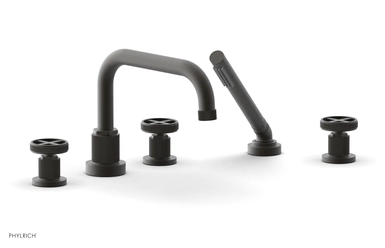 Phylrich Dustrie Grooved Deck Tub Set with Hand Shower and Cross Handle by Phylrich