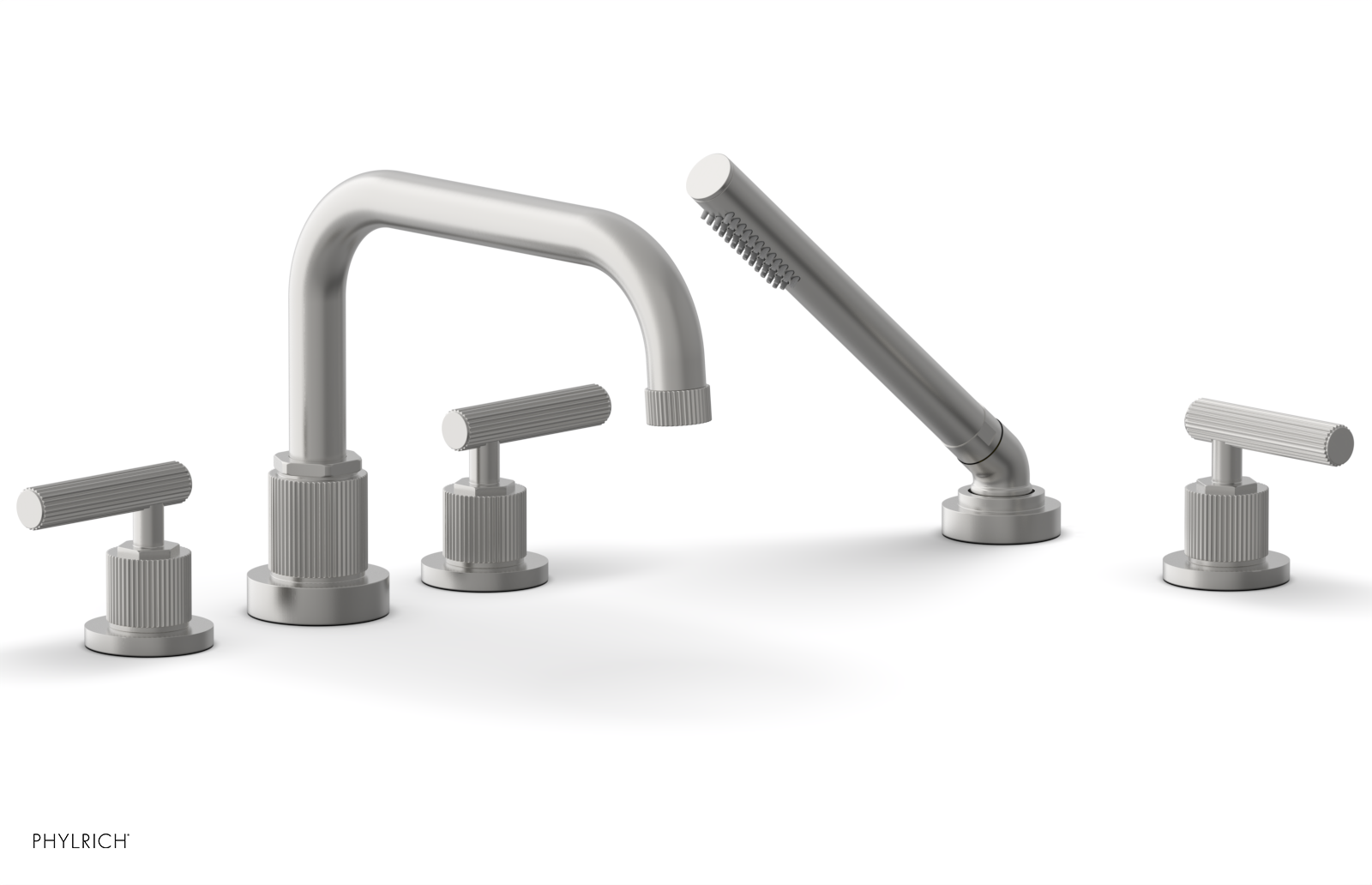 Phylrich Dustrie Grooved Deck Tub Set with Hand Shower and Lever Handles
