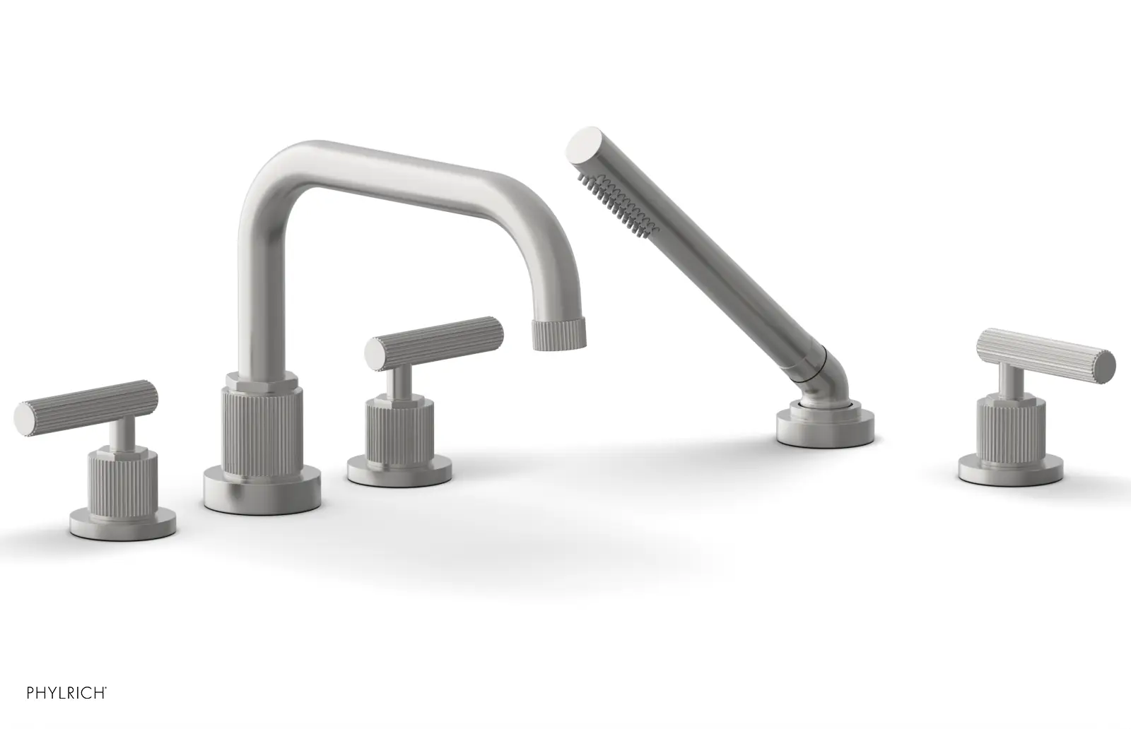 Phylrich Dustrie Grooved Deck Tub Set with Hand Shower and Lever Handles by Phylrich