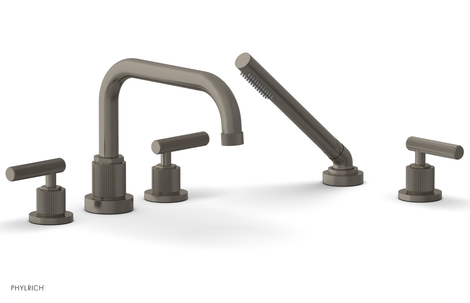 Phylrich Dustrie Grooved Deck Tub Set with Hand Shower and Lever Handles