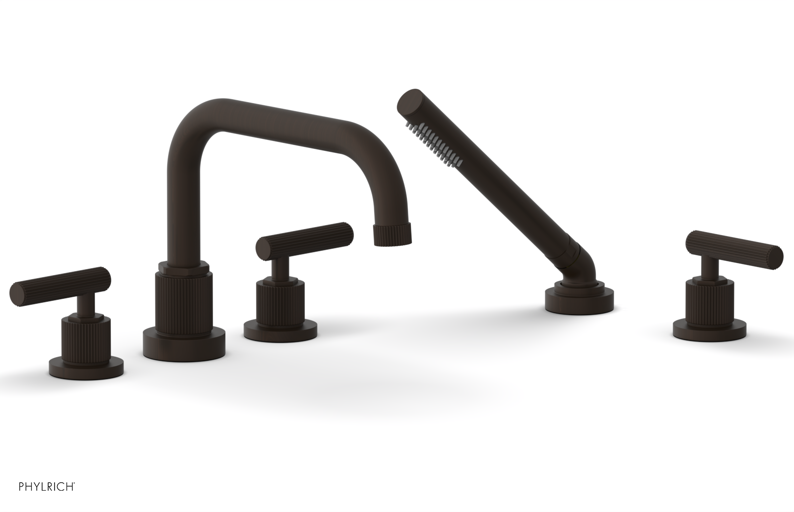 Phylrich Dustrie Grooved Deck Tub Set with Hand Shower and Lever Handles