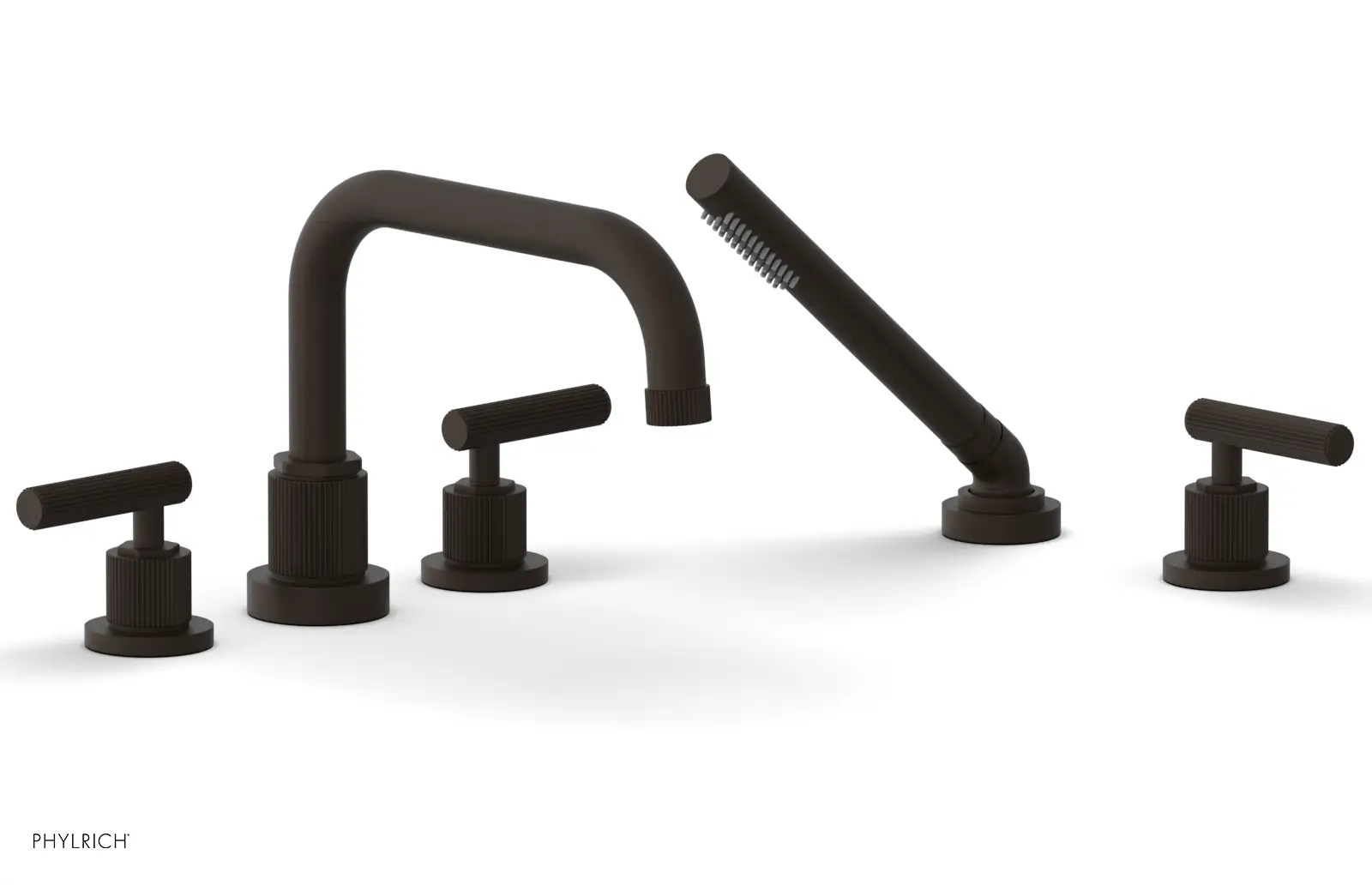 Phylrich Dustrie Grooved Deck Tub Set with Hand Shower and Lever Handles by Phylrich