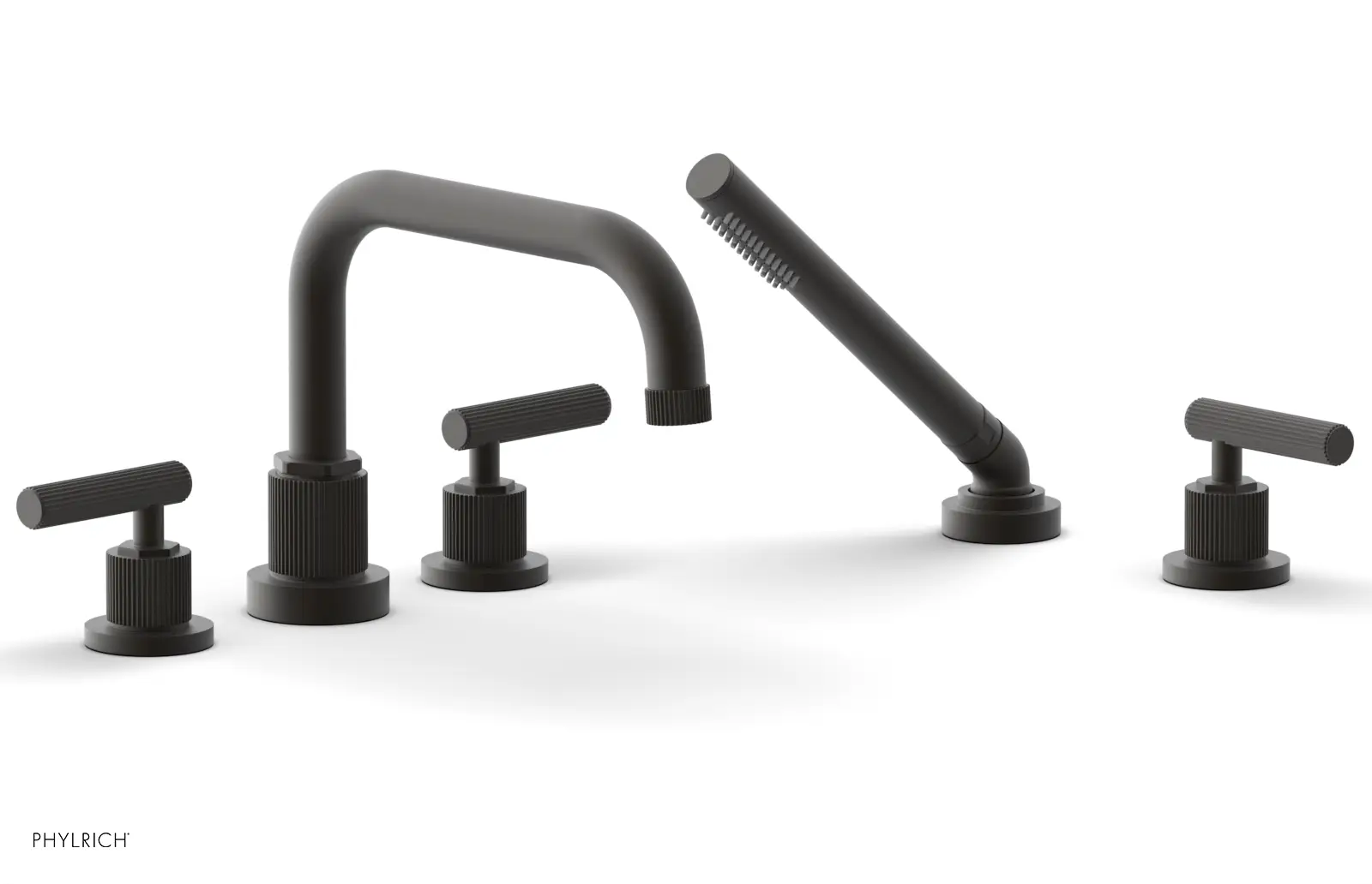Phylrich Dustrie Grooved Deck Tub Set with Hand Shower and Lever Handles by Phylrich
