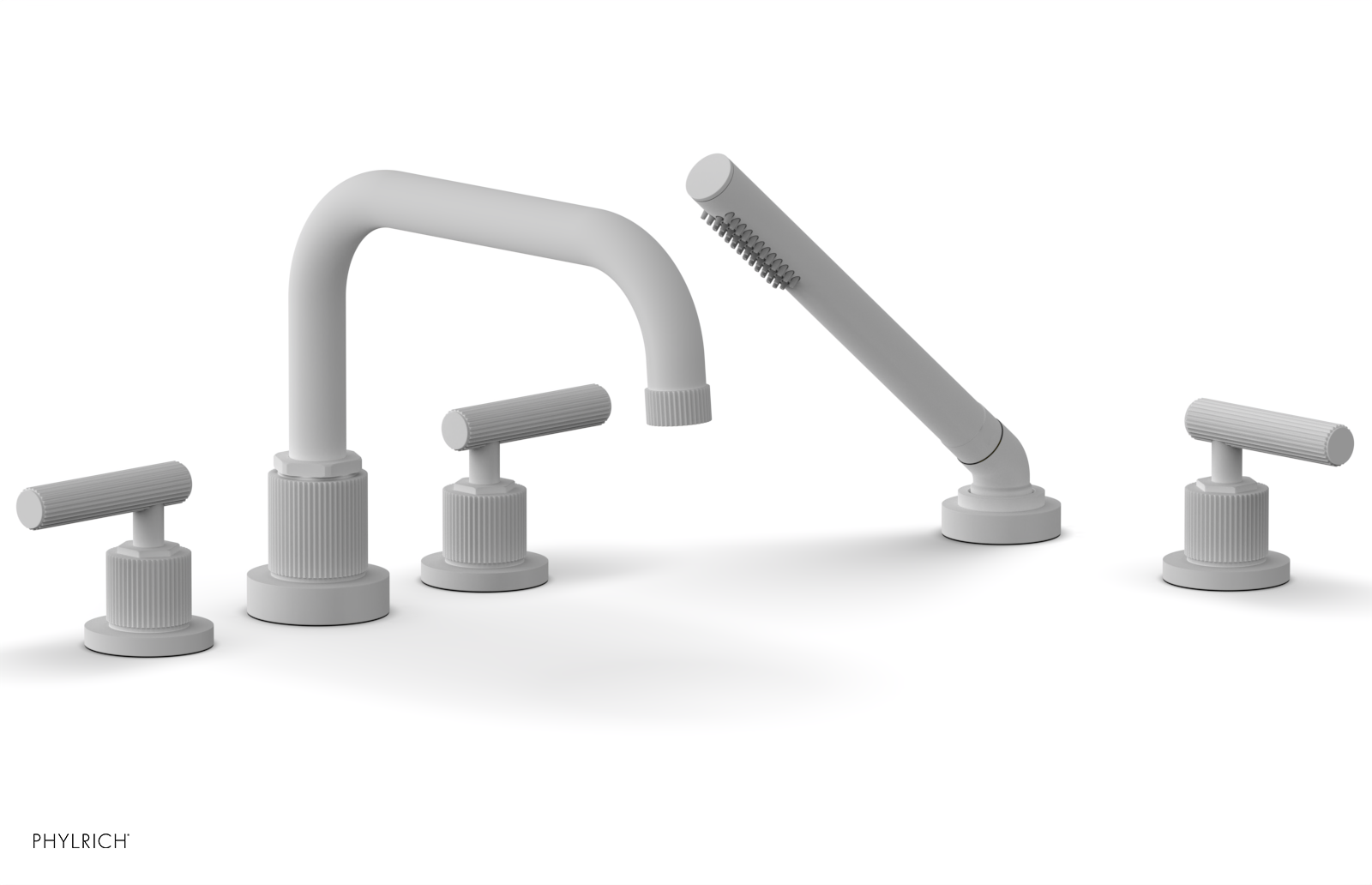 Phylrich Dustrie Grooved Deck Tub Set with Hand Shower and Lever Handles