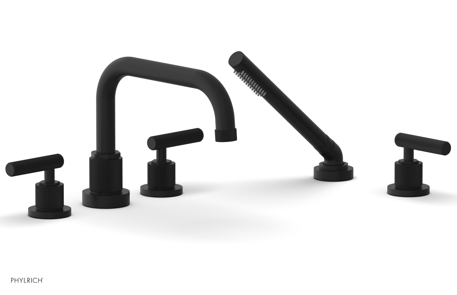 Phylrich Dustrie Grooved Deck Tub Set with Hand Shower and Lever Handles
