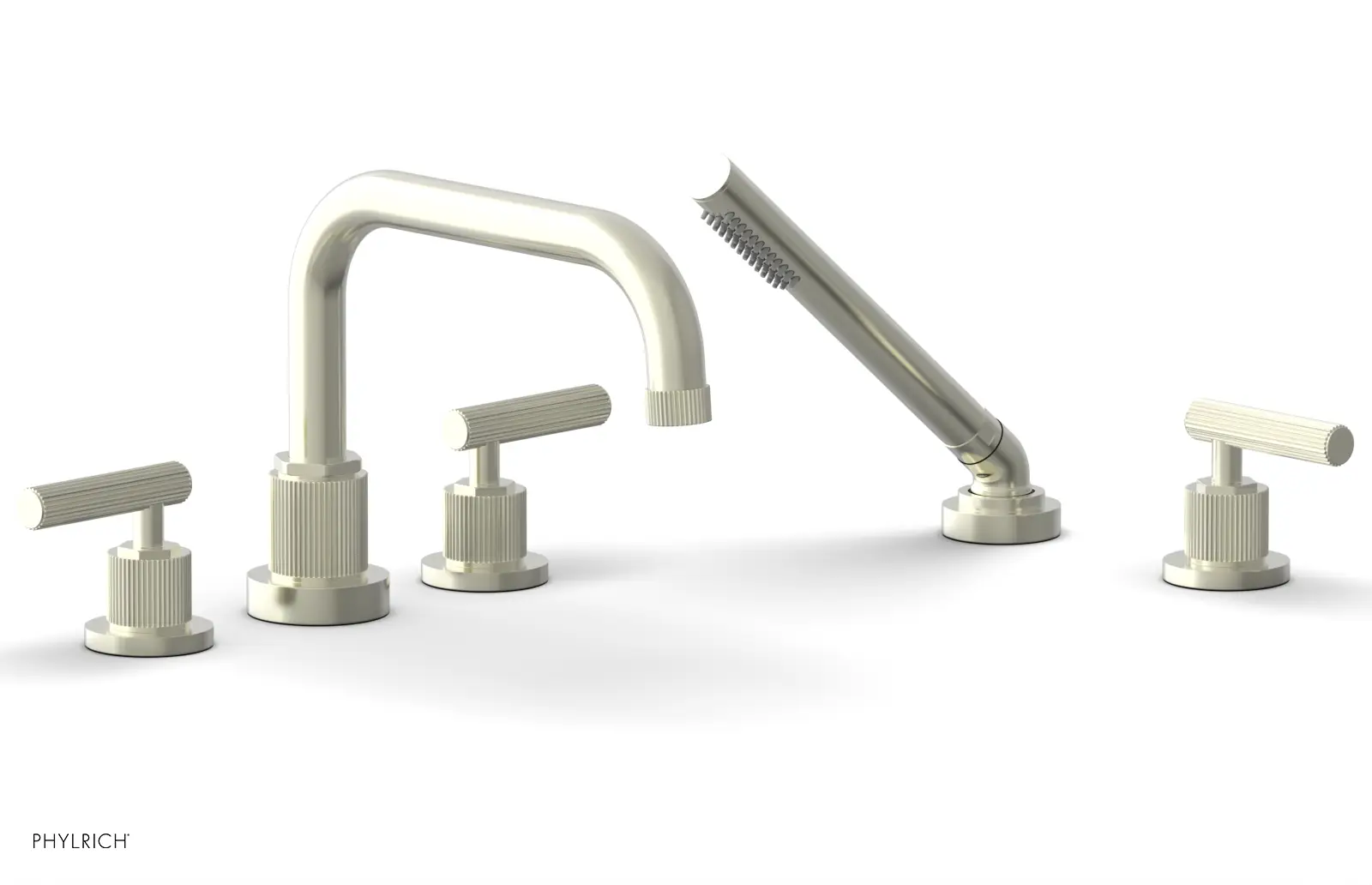 Phylrich Dustrie Grooved Deck Tub Set with Hand Shower and Lever Handles by Phylrich