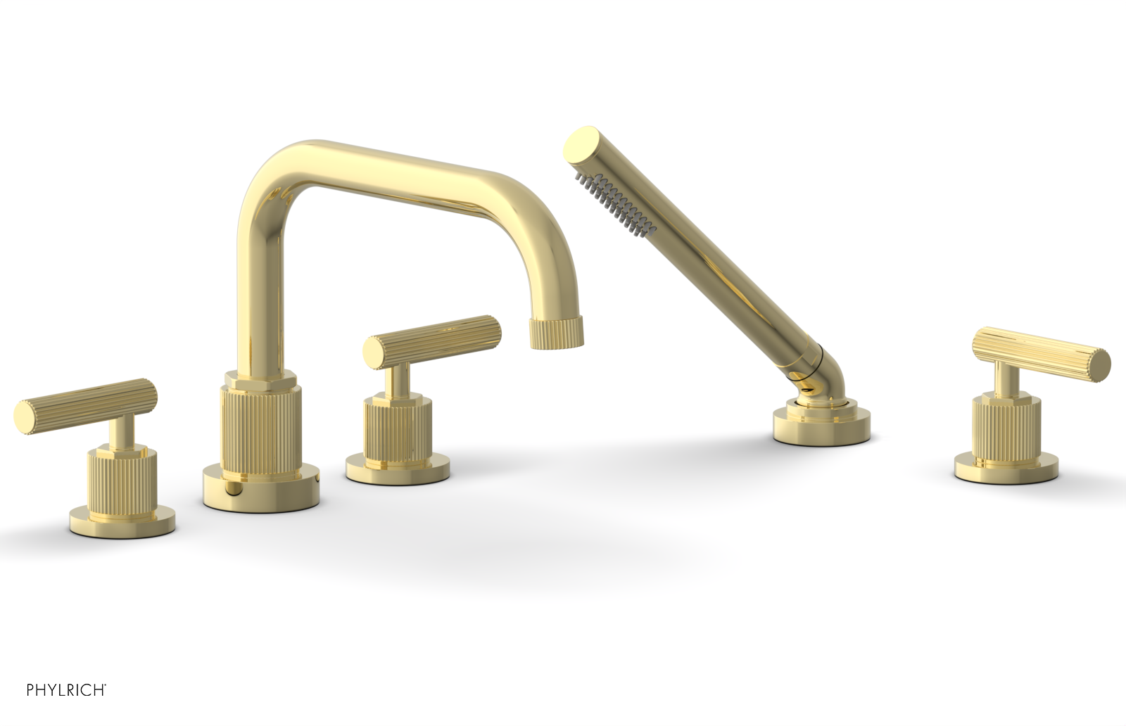 Phylrich Dustrie Grooved Deck Tub Set with Hand Shower and Lever Handles