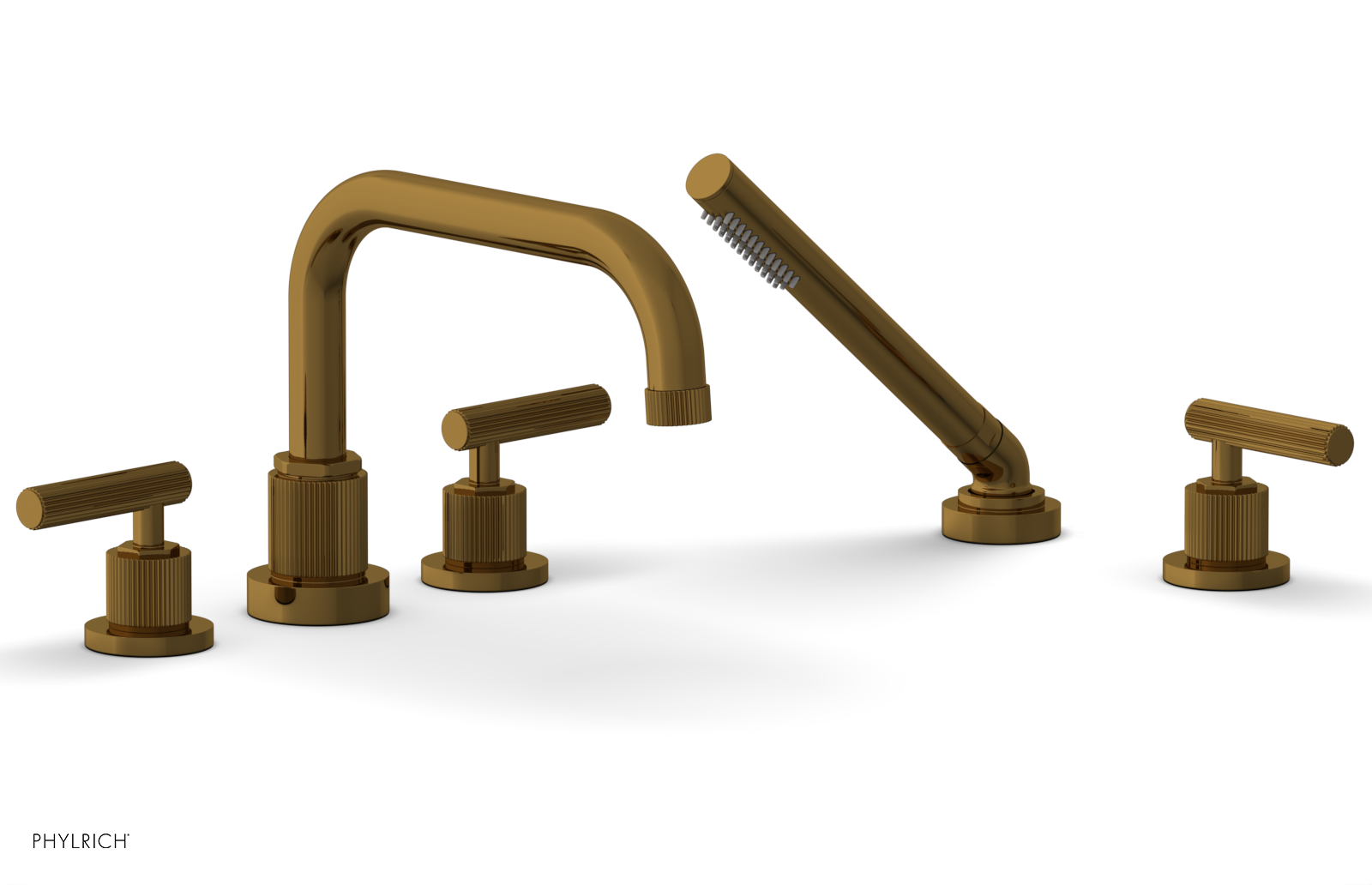 Phylrich Dustrie Grooved Deck Tub Set with Hand Shower and Lever Handles