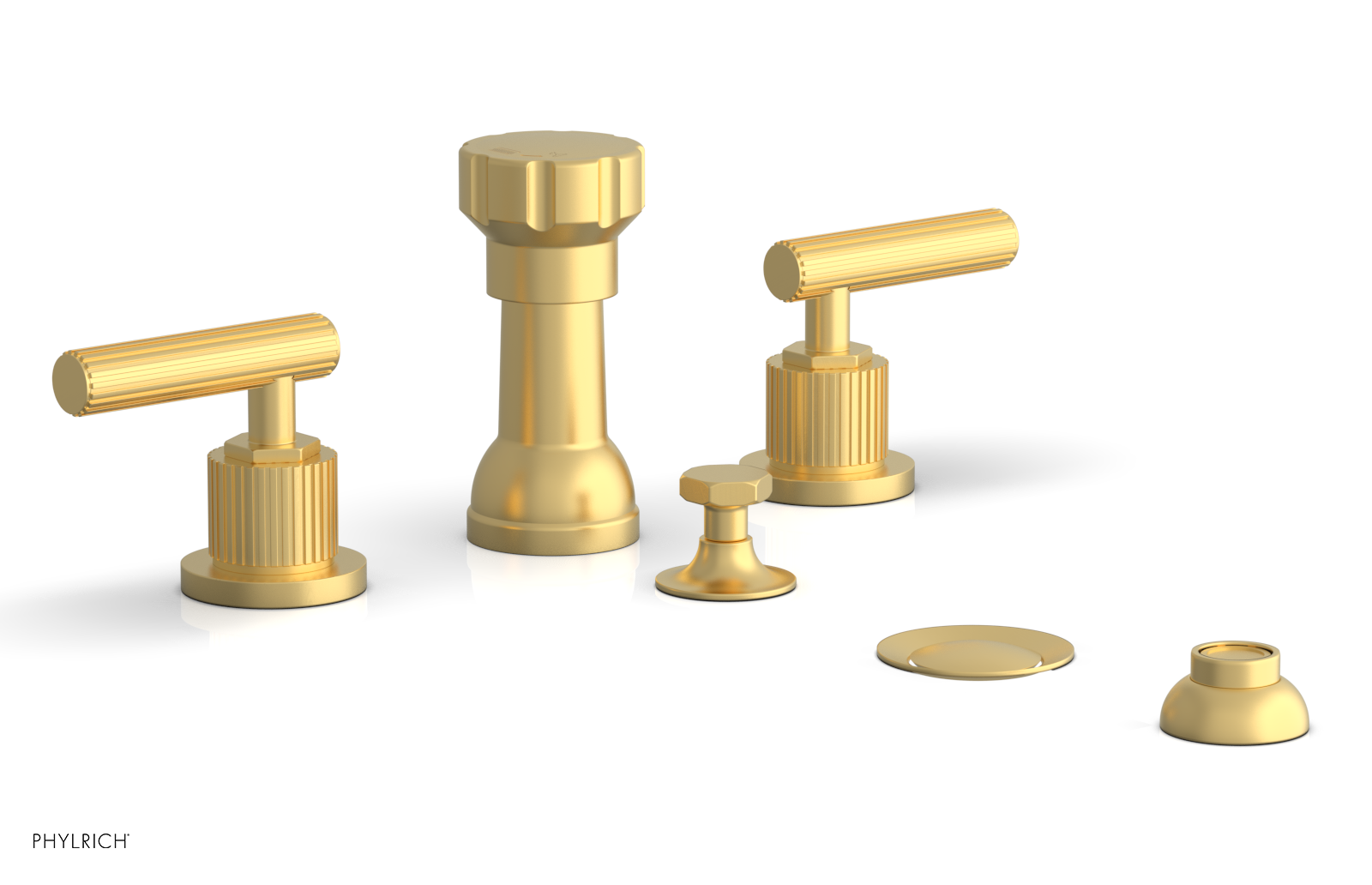 Phylrich Dustrie Grooved Four Hole Bidet Set with Lever Handle