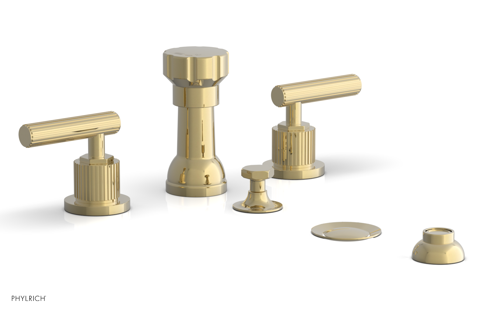 Phylrich Dustrie Grooved Four Hole Bidet Set with Lever Handle